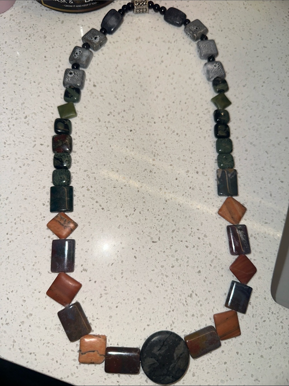 Handcrafted Multicolor Stone Statement Necklace - Natural Earth Tones